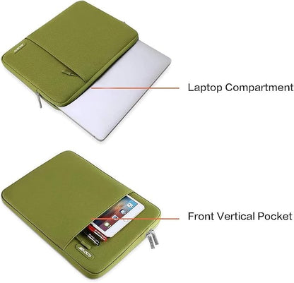 MOSISO Laptop Case 16 inch, 15-15.6 inch Laptop Sleeve Compatible with MacBook Pro 16 M5 M4 M3 M2 M1, HP Acer Dell Lenovo ASUS, Polyester Vertical Computer Sleeve Bag with Pocket, Chartreuse