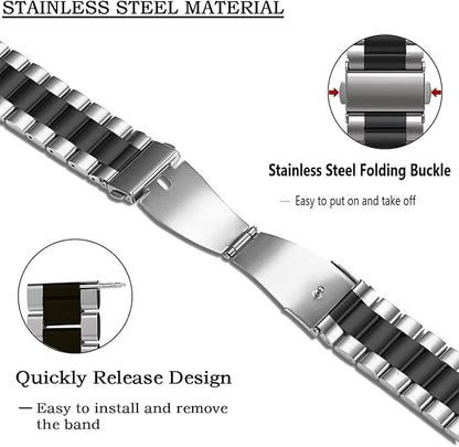 Moran Stainless Steel Watch Band Quick Release Replacement Metal Strap 20mm 22mm for Men Women