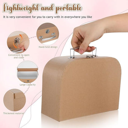HOMSFOU Kraft Paper Storage Suitcase 10X10X10 Inches Multipurpose Decorative Box for Jewelry Stationery Wedding Party Favors Travel and Home Organization