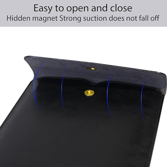 Leather Laptop Sleeve 14 Inch for MacBook Pro 14 Inch M5 M4 M3 M2 M1 Pro/Max Case,Premium Protective Case Cover with Magnetic Closure-Black