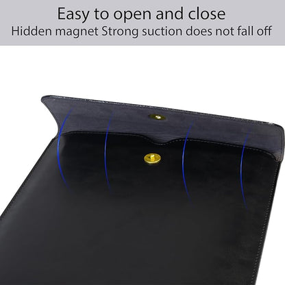 Leather Laptop Sleeve 13 Inch Compatible with MacBook Neo 13" 2026 & MacBook Air/Pro 13" (M5/M4/M3/M2/M1, 2025-2018), Magnetic Buckle Closure Protective Case Cover,Black