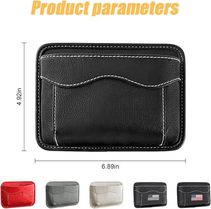 Moly Magnolia Car Seat Side Pocket Organizer, American Flag PU Leather Storage Bag, Pen Phone Holder Tray Pouch Seat Gap Filler, Interior Accessories for Auto Door Window Console (Beige)