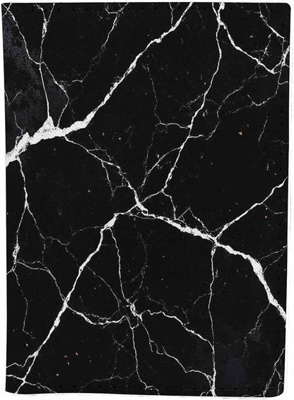 Black Marble Passport Holder for Travel Abstract Tile Texture Crack PU Leather Passport Cover Wallet Cute Passport Card Holder for Women and Men