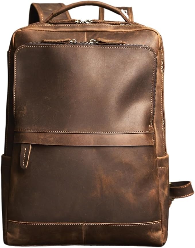Leather Backpack Leather Backpack Men's Travel Business Bag Laptop School For 15.6 Inch