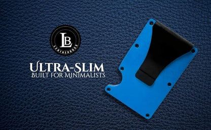 Leatherboss Wallet for Men RFID Blocking Minimalist Metal Card Holder with Money Clip Holds Credit Cards and Cash (Navy Blue)