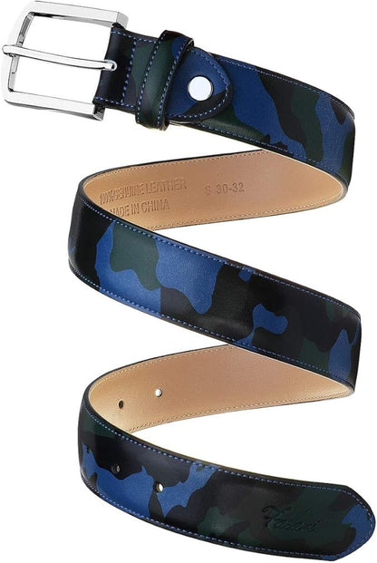 Falari Men Genuine Leather Casual Dress Belt With Single Prong Buckle, Classic Style Belt