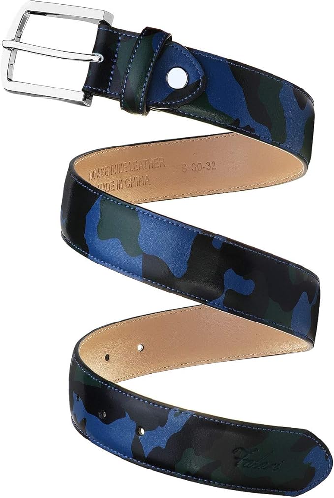 Falari Men Genuine Leather Casual Dress Belt With Single Prong Buckle, Classic Style Belt