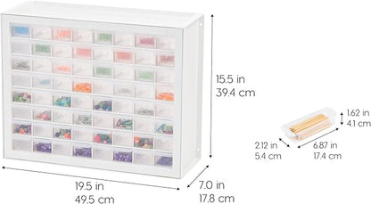 IRIS USA Small Parts Storage Cabinet, Made in USA, 64-Drawer Organizer Chest for Hardware, Screws, Nuts & Bolts, Charms, Beads, Craft Supplies, Scrapbook & Hobby Storage, Teacher Toolbox – White