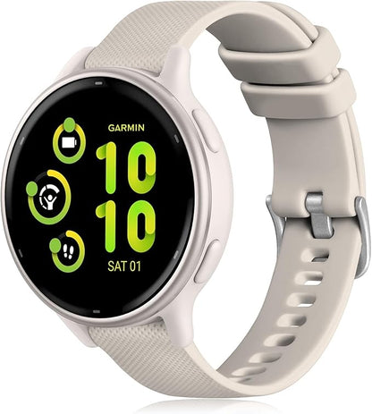 GEAK Compatible with Garmin Vivoactive 5 Watch Bands for Women, Silicone 20mm Quick Release Watch Band for Vivoactive 3/Vivoactive 3 Music/Garmin Venu/Venu Sq/Forerunner 645/245 Smartwatch Starlight
