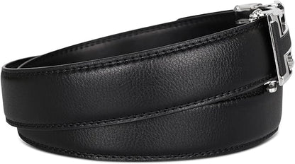 Aurolran Men&Womens Leather Dress Belt Business Automatic Buckle Belt Color-Black Silver Gold