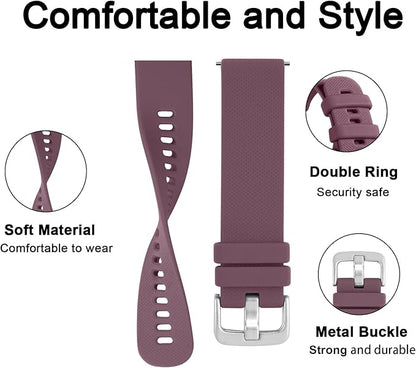 GEAK Compatible with Garmin Vivoactive 5 Watch Bands/Garmin Vivoactive 3 Watch Bands,20mm Silicone Band for Vivoactive 3 Music/Vivomove Sport,Forerunner 645/245 Music Smartwatch Women Men SmokeViolet