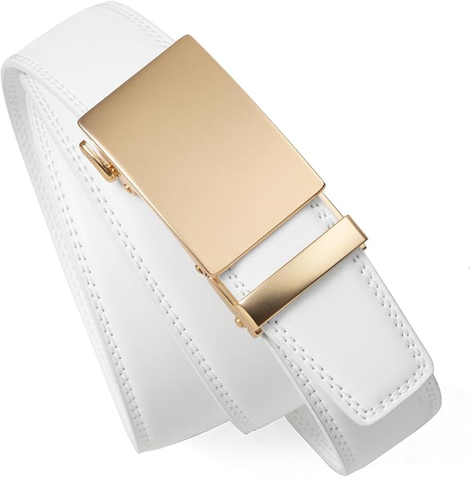 Founders & C Men's Ratchet Belt 1 3/8",Leather Dress Belt Adjustable with Click Sliding Buckle Trim to Exact Fit
