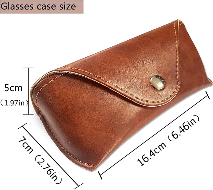 LogHog Portable Leather Glasses Case,Flexible Sunglasses Pouch Slim Case for Women Men Horizontal Eyeglass Case