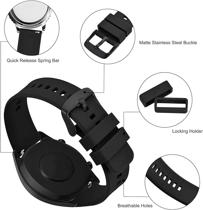 BISONSTRAP Watch Strap 18mm 19mm 20mm 21mm 22mm, Quick Release Silicone Watch Bands for Men Women