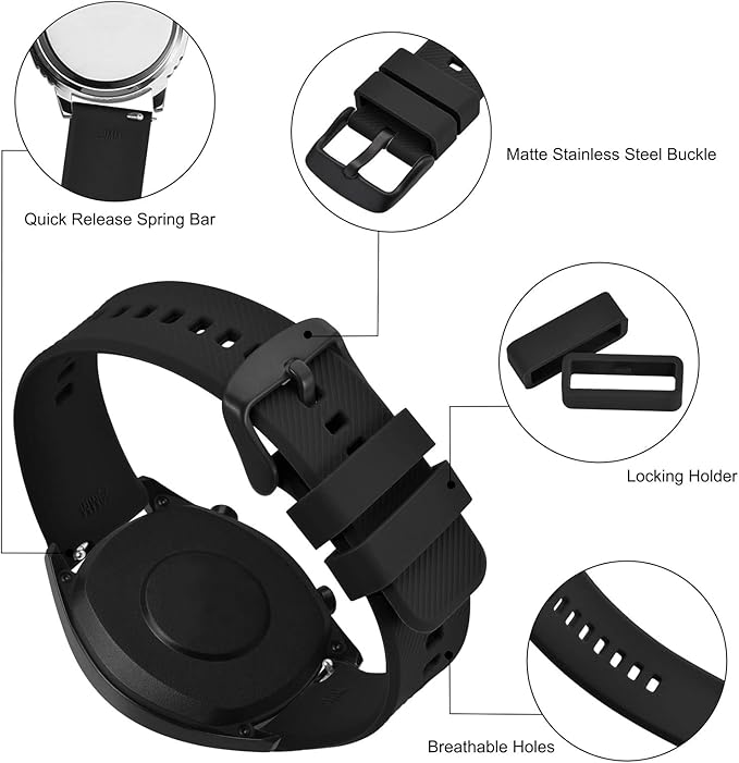 BISONSTRAP Watch Strap 18mm 19mm 20mm 21mm 22mm, Quick Release Silicone Watch Bands for Men Women