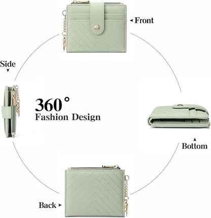 GAEKEAO Slim Wallet for Women, RFID Blocking Credit Card Holder Bifold Wallet with Zipper Coin Pocket, ID Window