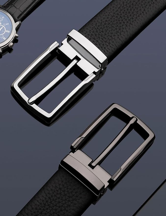 Men's Genuine Leather Dress Belt, 1.38" Wide, Premium Cowhide Business Casual Belt, Classic Design for Work and Formal Wear