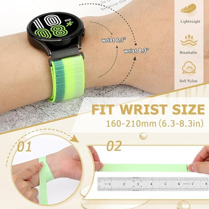 20mm Nylon Quick Release Band Compatible with Samsung Galaxy Watch 7 6 5 4 40mm 44mm/Garmin Vívoactive 6/5/3/3 Music/Forerunner 570 42mm/55/158/165/245/645/Amazift Active 2/Active/T-Rex 3 Pro 44mm