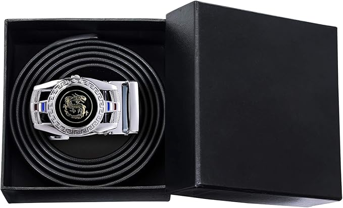 Barry.Wang Mens Belts Leather Ratchet Automatic Buckle Slide Click 1 3/8" Designer Dress Fashion Classic Casual Work Business
