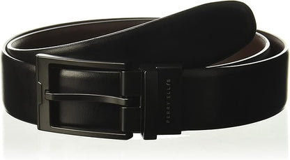 Perry Ellis Men's Portfolio Reversible Cap Faux Leather Dress Belt Black & Brown