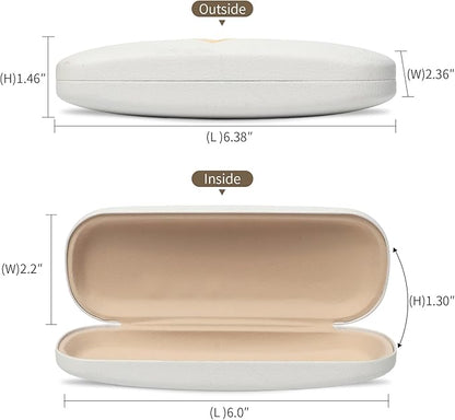 Glasses Case Hard Shell, Leather Protective Case for Sunglasses with Cleaning Cloth, Cute Eyeglass Cases for Women