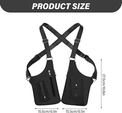 Premium Leather Shoulder Bag, Double Shoulder Armpit Bag, Anti-Theft Hidden Adjustable Strap Holste, Underarm Strap Wallet