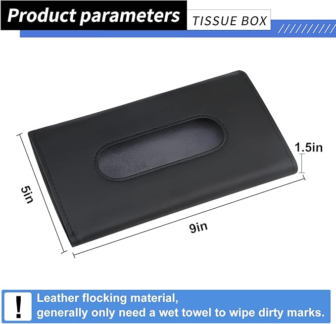 Car Tissue Holder 2 Pack for Smooth Dispensing, Includes Lotion Facial Tissues, Secure Mount Napkin Organizer for Vehicles, Universal Compatibility with Standard Refills, Slim Design for Easy Access