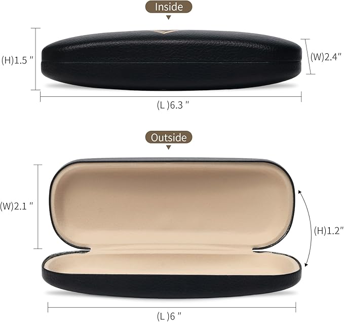 Glasses Case Hard Shell, Leather Protective Case for Sunglasses with Cleaning Cloth, Cute Eyeglass Cases for Women
