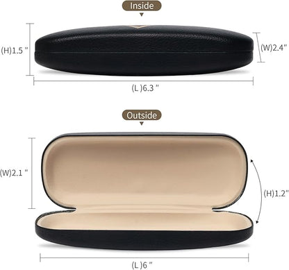 Glasses Case Hard Shell, Leather Protective Case for Sunglasses with Cleaning Cloth, Cute Eyeglass Cases for Women