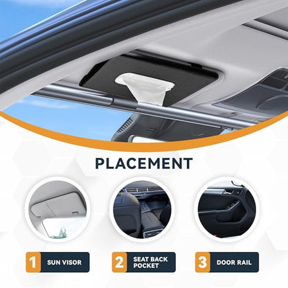 ASUBHA Car Tissue Holder, Sun Visor Organizer, Rectangular Sun Visor Napkin, Visor Accessories Car Napkin Holder Universal for Cars, SUVs, Trucks (Black)