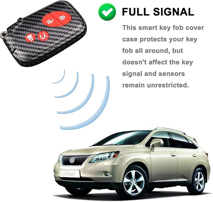Key Fob Cover Case Fit for 2005-2018 Lexus ES350 GS300 GS350 GS430 GS450h ISC IS250 IS350 LS460 LS600h Keyless Entry Remote Case Holder ABS Carbon Fiber Pattern (Red)