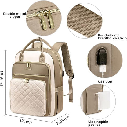 LOVEVOOK Laptop Backpack for Women, Water Resistant Travel Work Backpacks Purse Stylish College Business Teacher Nurse Computer Bag with USB Charging Port, Fits 15.6" Laptop