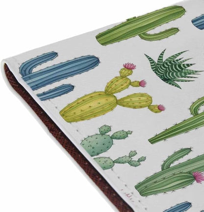 Watercolor Cactus Passport Holder for Travel Cacti Desert Succulent Flower PU Leather Passport Cover Wallet Cute Passport Card Holder for Women and Men