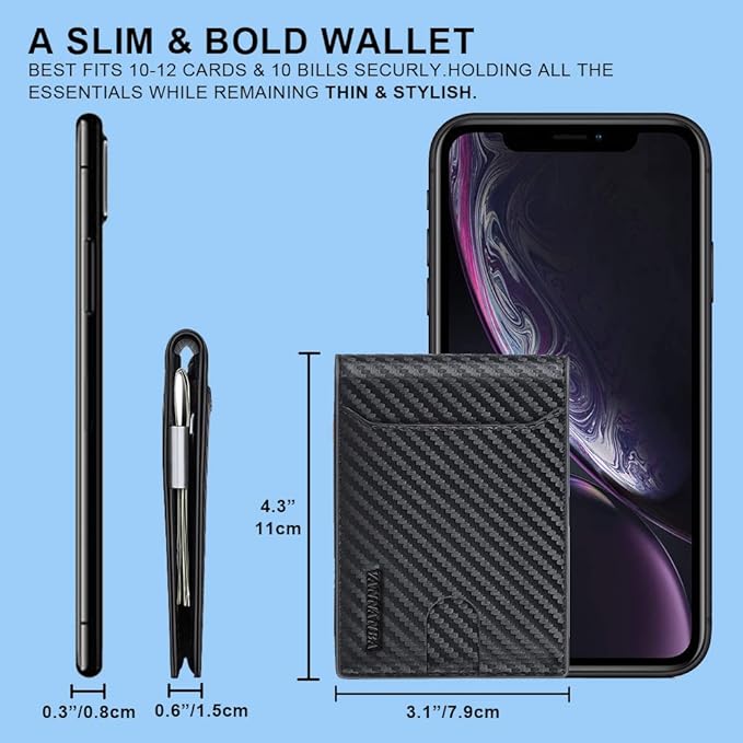 VANNANBA Wallet for Men Bifold Credit Card Holder,RFID Blocking Front Pocket Wallets for Men Teen Boys with Gift Box(Black)