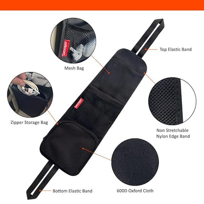 Luckybay Car Seat Side Organizer, Auto Seat Storage Hanging Bag, Phones, Drink, Stuff Holder with Mesh Pocket for Cars, SUV & Truck
