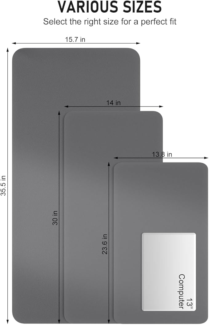Desk Pad, 35.5" x 17" PU Leather Non-Slip Desk Mat Large Mouse Pad for Desktop, Waterproof Laptop Computer Writing Mat for Office, Home, Work, Gaming, Space Gray