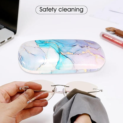 PERFECTSIGHT Hard Shell Eyeglasses Case, PU Leather Protective Glasses Case, Cute Eyeglass Case for Women Men Girls