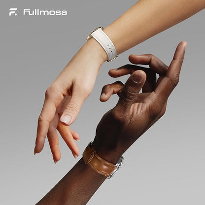 Fullmosa 18mm 20mm 22mm 24mm Leather Watch Bands, 2 Pack Soft Quick Release Watch Strap Compatible with Garmin Vivoactive 5/6/4/3, Venu 4/3S/2S, Samsung Galaxy Fossil Amazfit for Men Women,18mm Toffee Brown&White/Silver&Rosa