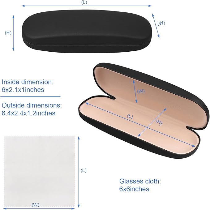 Joyberg Glasses Case, 2 Pack Eyeglass Case with Cleaning Cloth, Glasses Case Hard Shell Fits Most Glasses