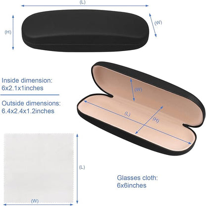 Joyberg Glasses Case, 2 Pack Eyeglass Case with Cleaning Cloth, Glasses Case Hard Shell Fits Most Glasses
