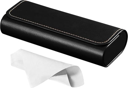 RayLove Glasses Case Hard Shell, Travel Sunglasses Case, Leather Hard Eyeglass Case for Women, Reading Glasses Case for Men