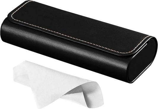 RayLove Glasses Case Hard Shell, Travel Sunglasses Case, Leather Hard Eyeglass Case for Women, Reading Glasses Case for Men