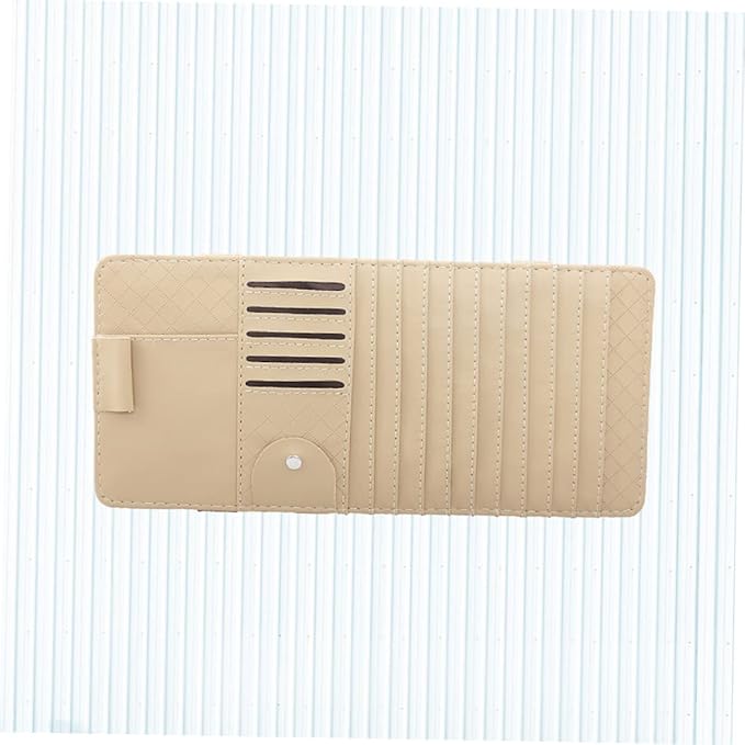 GLEAVI Car Cd Holder Sun Visor Storage Small Cd Holder Bag Leather Organizer Beige