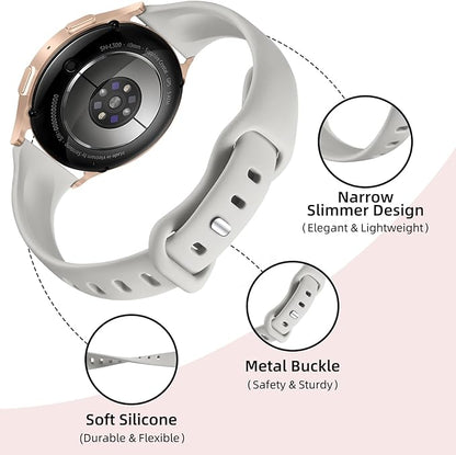 GEAK Compatible with Samsung Galaxy Watch 7 6 Band/Galaxy Watch 4 5 Band 40mm 44mm,20mm Soft Slim Silicone Replacement Strap for Samsung Watch 4 5 6 7 Bands Active 2 Large Black/White/Gray/Navy