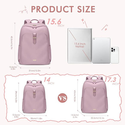 Laptop Backpack for Women,Casual Work Business Backpacks Purse Carry on Travel Backpack,15.6 Inch,Pinkish purple