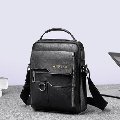 Messenger Bag for Men Crossbody Shoulder Purse Small Vintage PU Leather Satchel Pouch Side Crossover Handbag