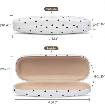 Glasses Case Hard, Cute Sunglasses Case for Women Leather Protective Case for Eyeglass with Cleaning Cloth
