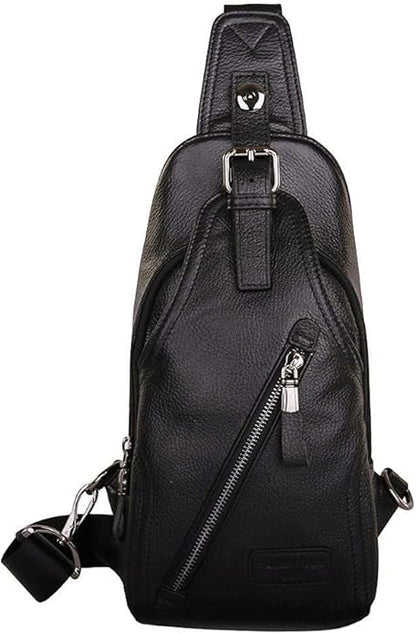Hebetag Leather Sling Bag Crossbody Backpack for Men Women Travel Outdoor Camping