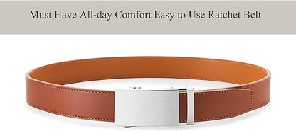 MILORDE Men's Leather Ratchet Belt - 35mm - Customizable Fit