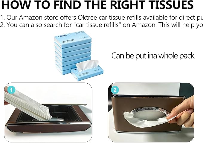 Leather Car Tissue Box for Car Interior, Multi-Function Tissue Holder with Visor Clip, Armrest & Back Seat Napkin Organizer, Vehicle Tissue Dispenser Accessories (Brown Hanging)
